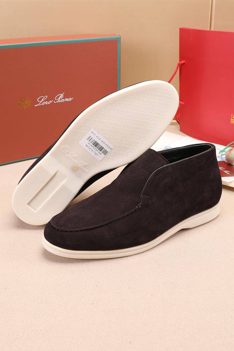 Loro Piana Замшевые лоферы с мехом Open Walk - Brown