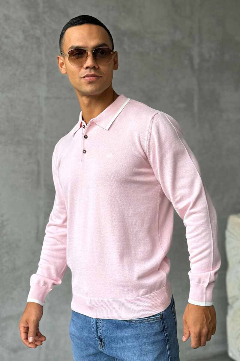 Etro Поло с длинным рукавом Pegaso logo - Pink 