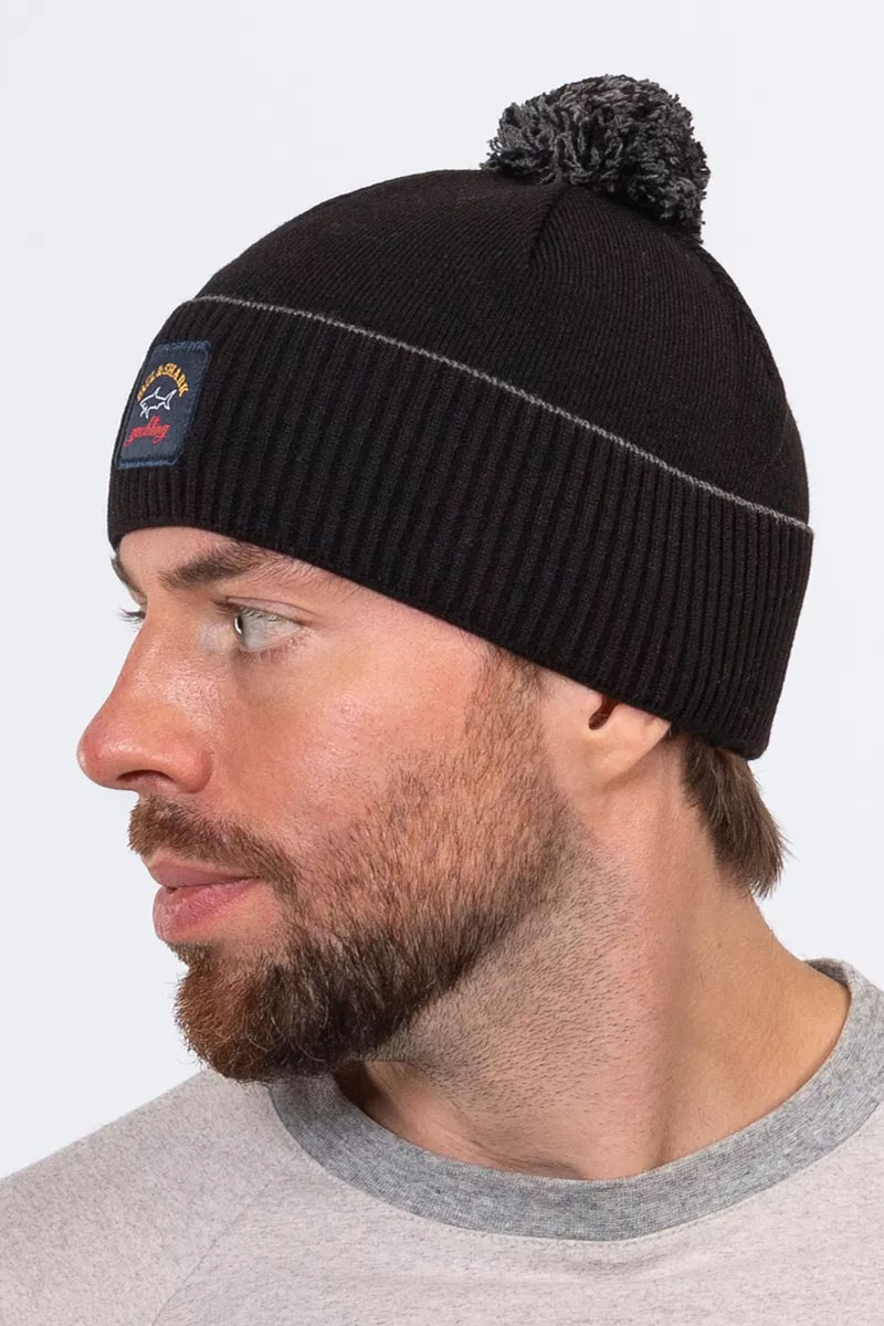 Paul & Shark Шапка на флисе logo-badge - Black 