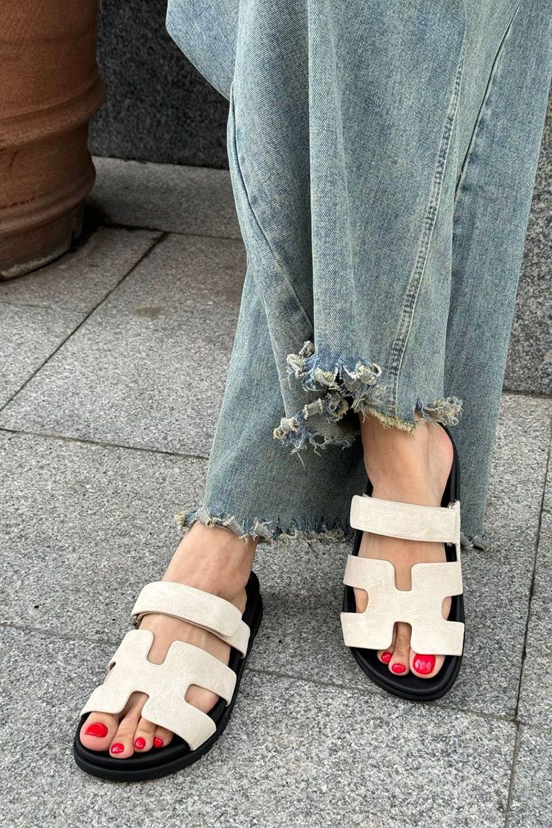 Hermes Женские замшевые сандалии Chypre - Beige