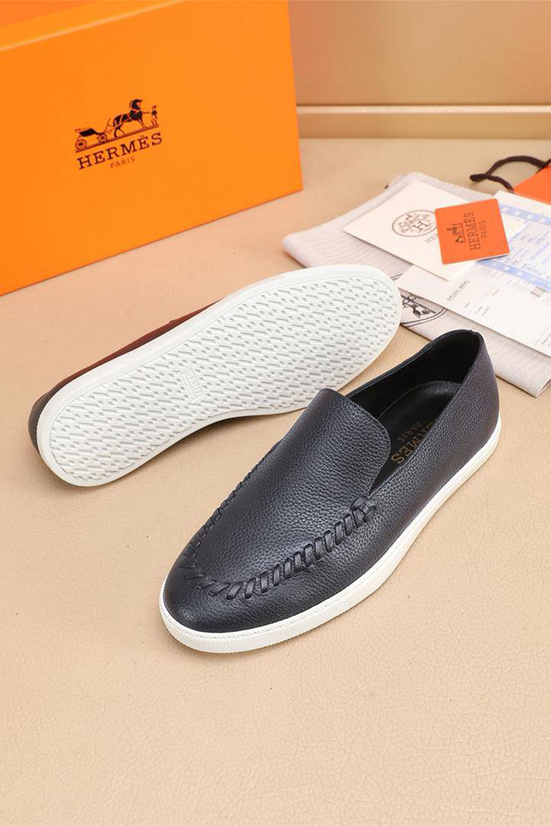 Hermes Мужские кожаные лоферы Julian - Navy