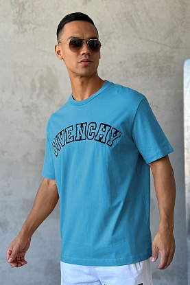 Синяя оверсайз футболка college logo-embroidered