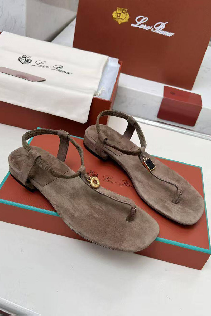 Loro Piana Женские замшевые сандалии Premium - Brown