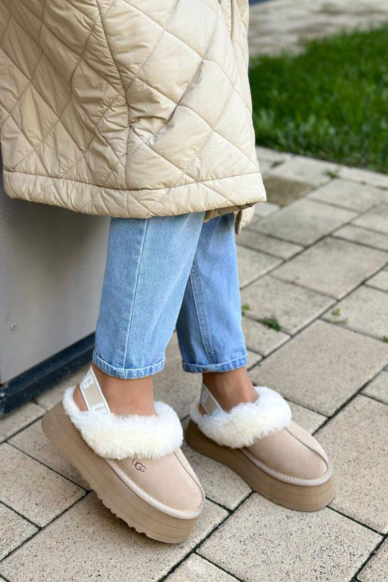 UGG Замшевые женские слиперы с мехом Funkette Platform