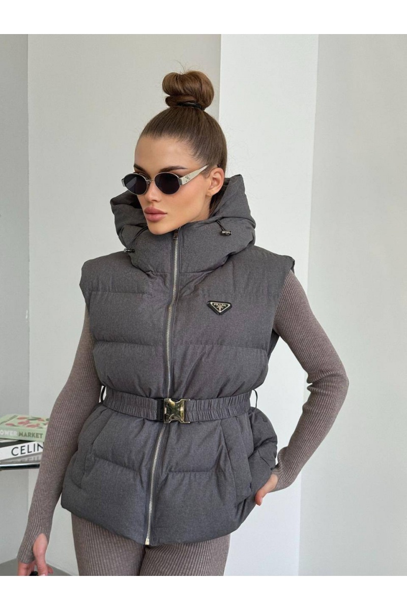 Prada Женский серый жилет premium