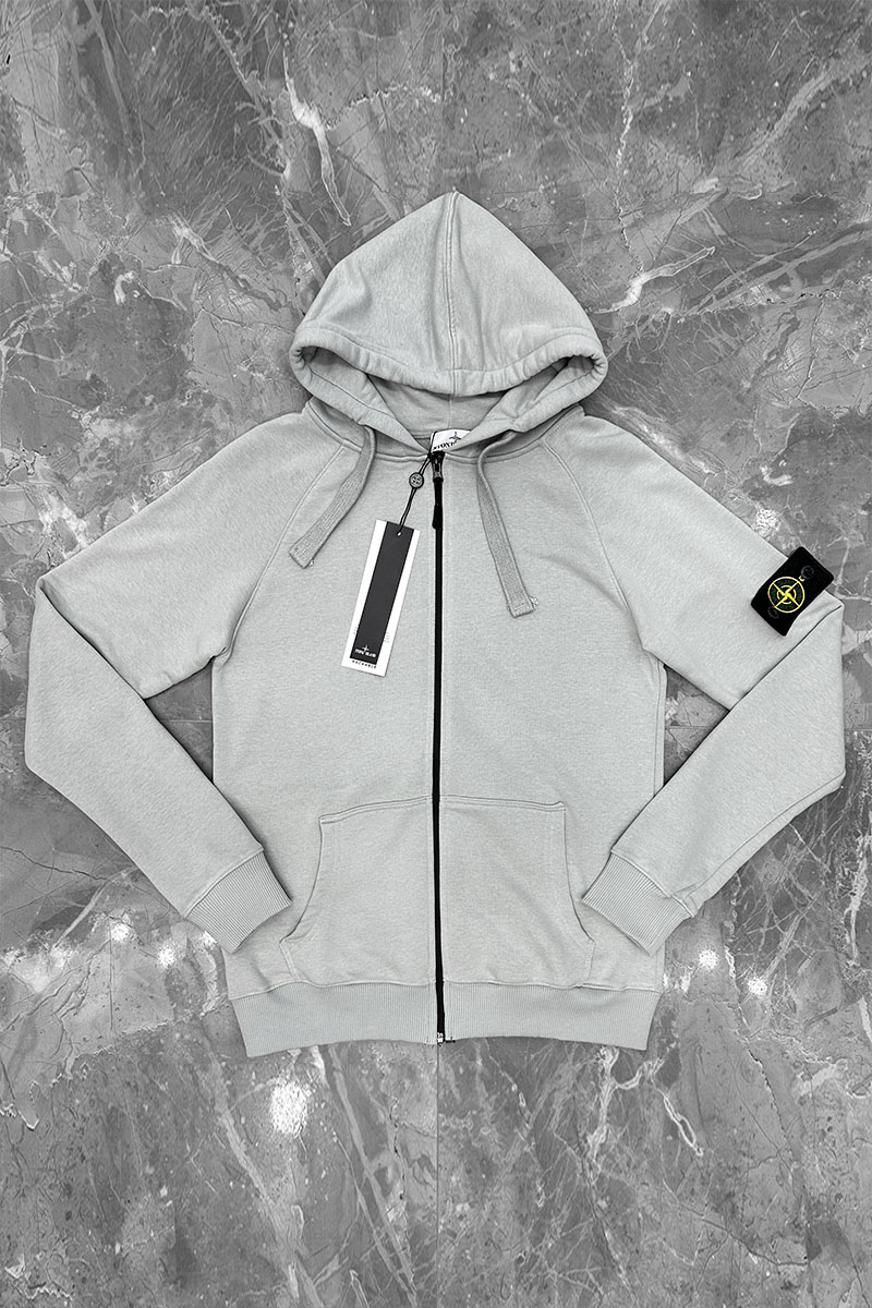Stone Island Серая кофта на молнии compass-patch
