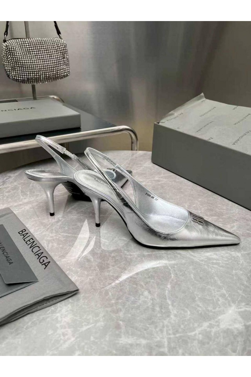 Balenciaga Женские кожаные туфли на каблуке premium