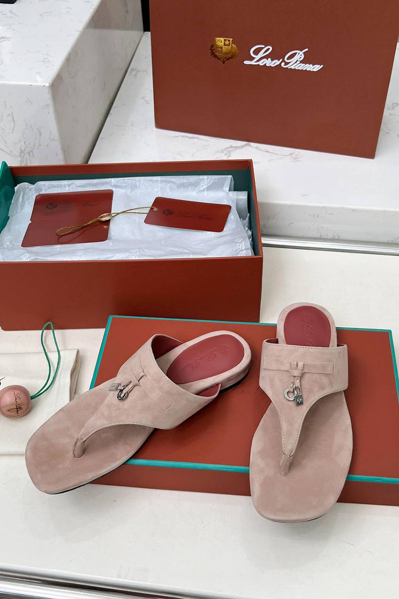 Loro Piana Женские замшевые шлёпанцы Premium - Pink