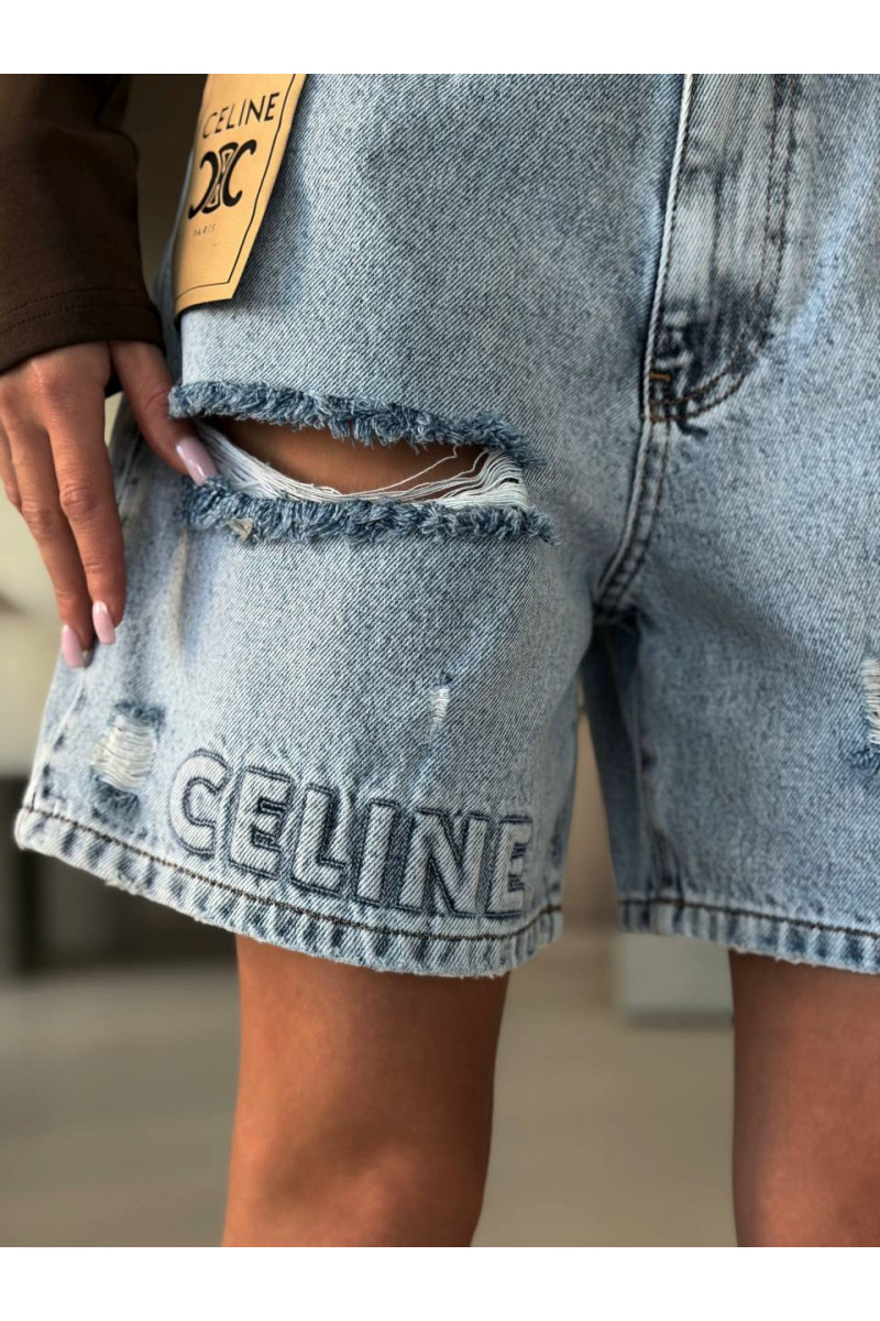 Celine Женские светло-голубые джинсовые шорты premium