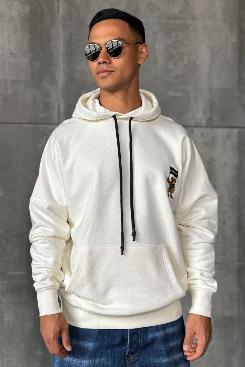 Palm Angels Утеплённое оверсайз худи "Pirate Bear" - White