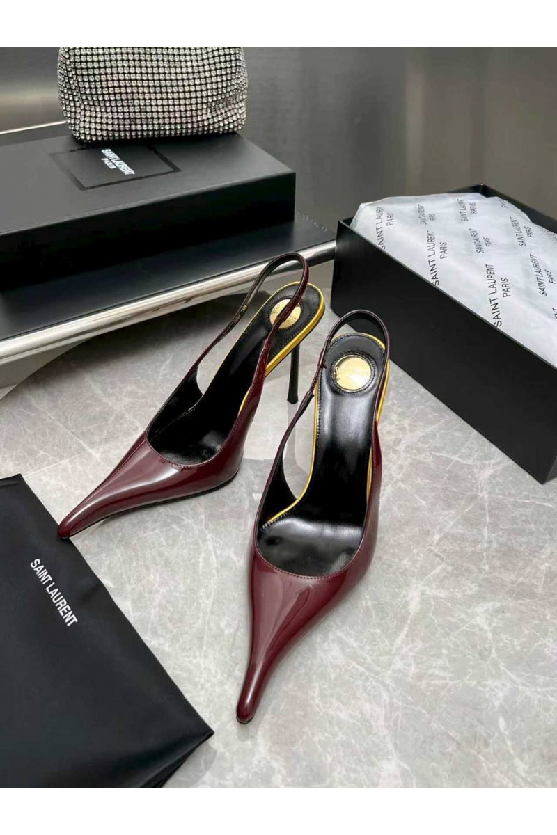 Yves Saint Laurent Женские кожаные туфли на каблуке premium