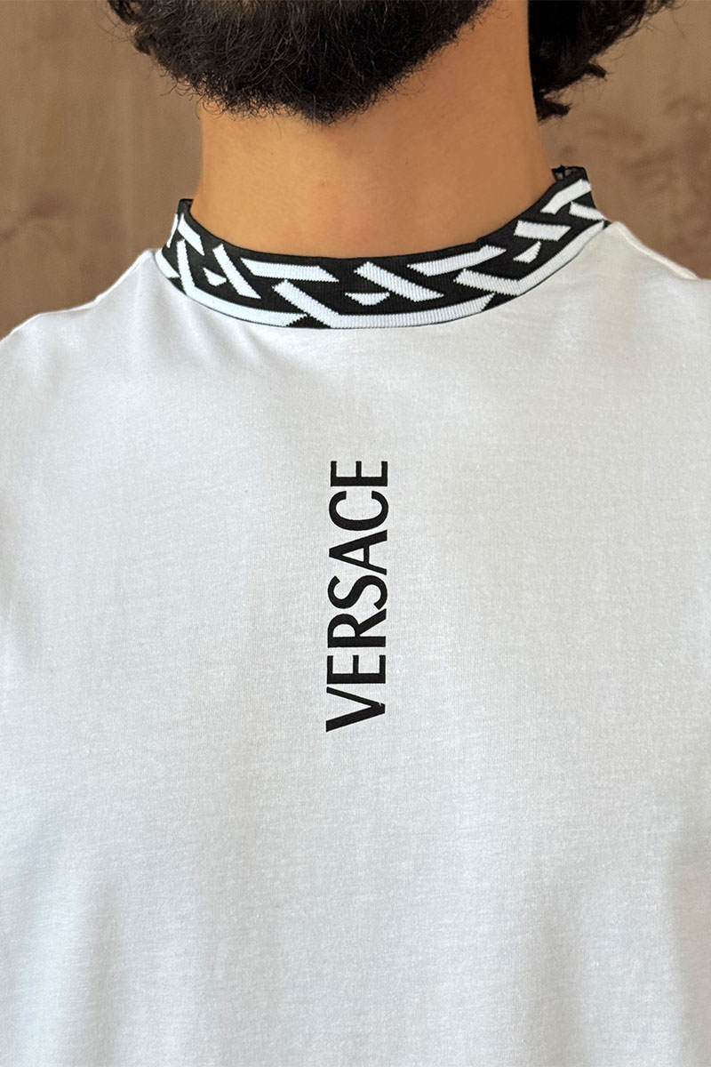 Versace Белая мужская футболка La Greca trim