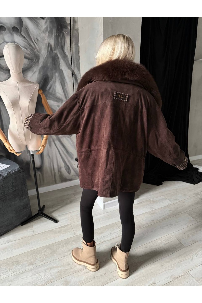 Designer Clothing Женская замшевая парка с натуральным мехом Bogerner premium