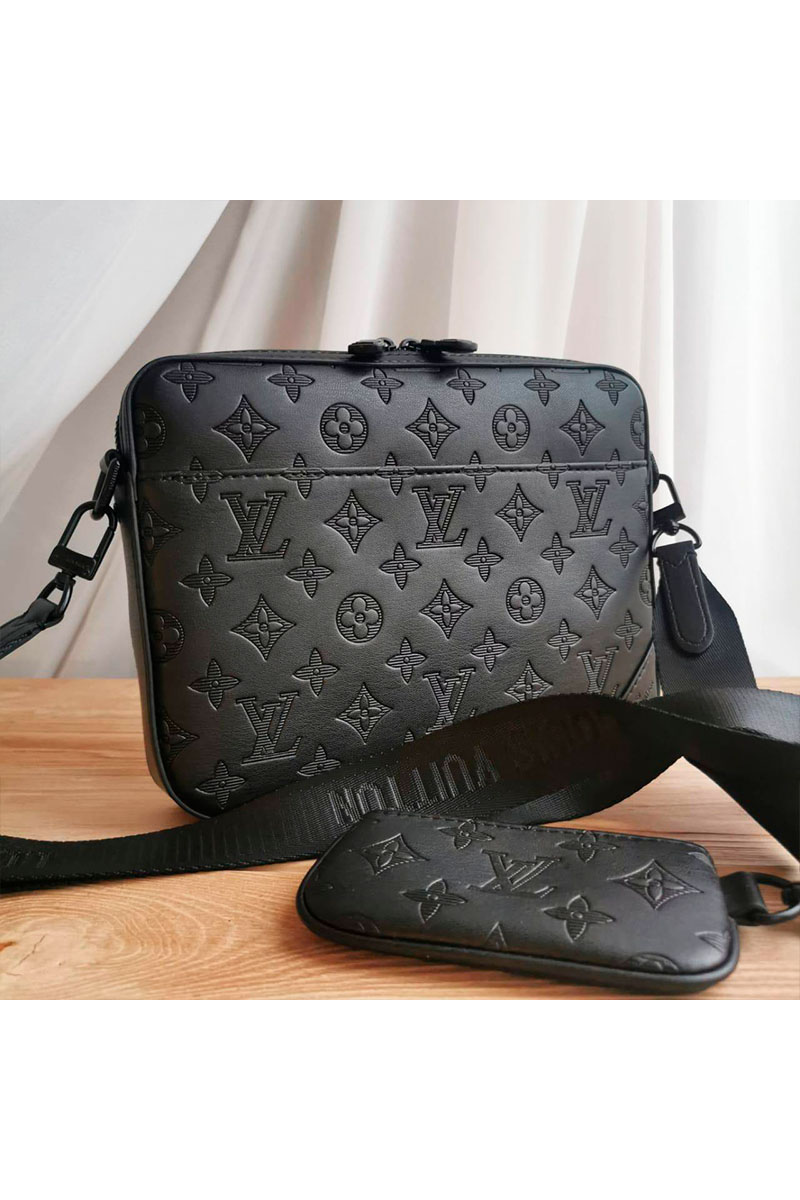 Lоuis Vuittоn Кожаная сумка Duo Messenger Monogram Shadow 25x18 см