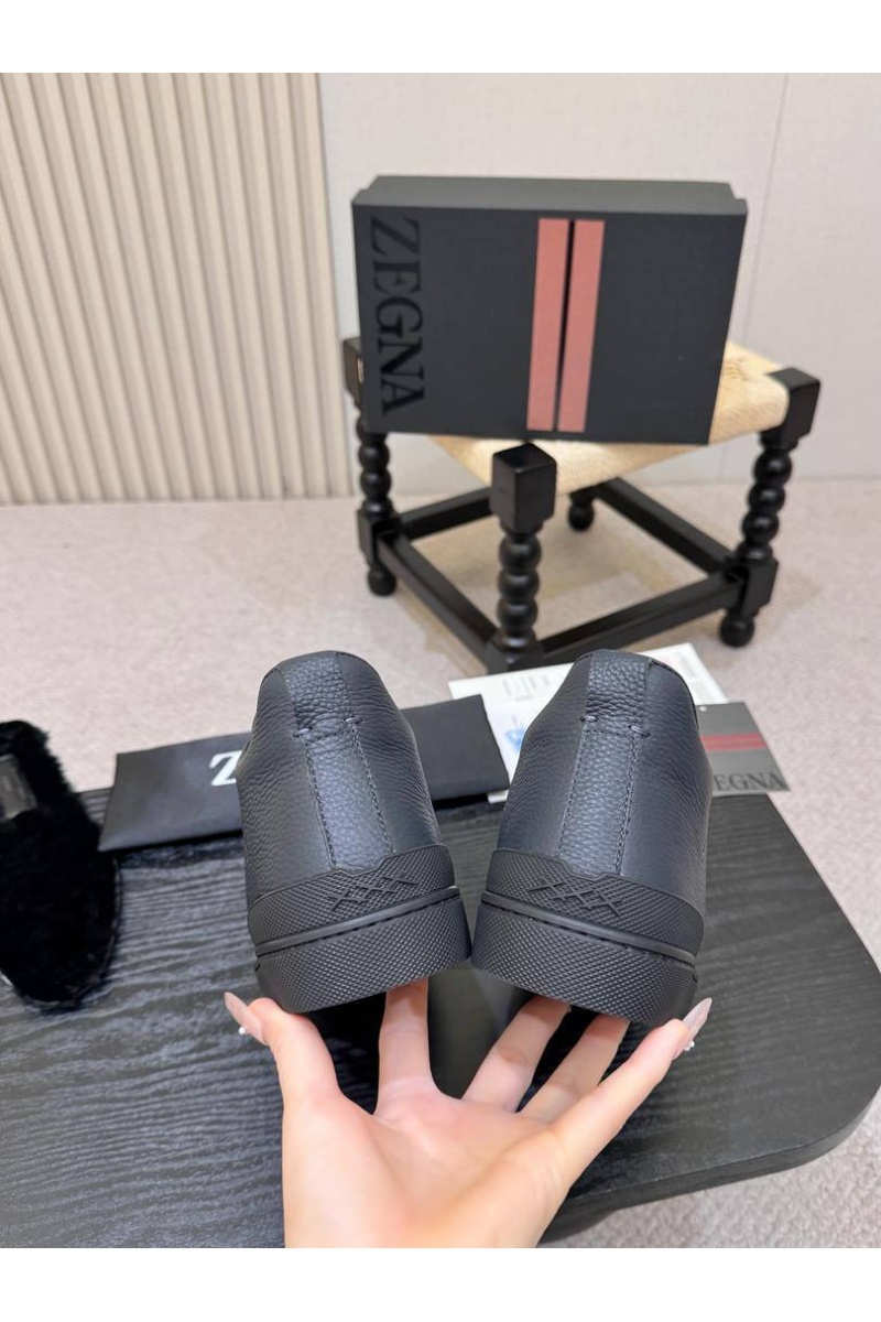 Zegna Кроссовки с мехом Triple Stitch high-top