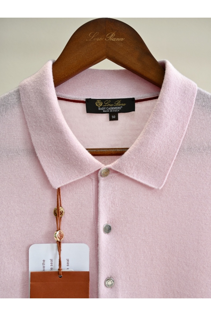 Loro Piana Розовое поло с длинным рукавом premium