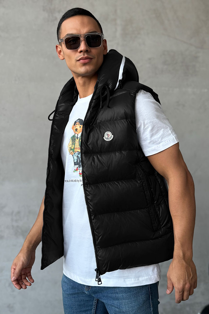 Moncler Мужской чёрный жилет Cardamine logo-patch 