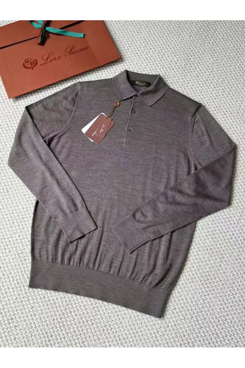 Loro Piana Поло с длинным рукавом Premium - Gray Coffee