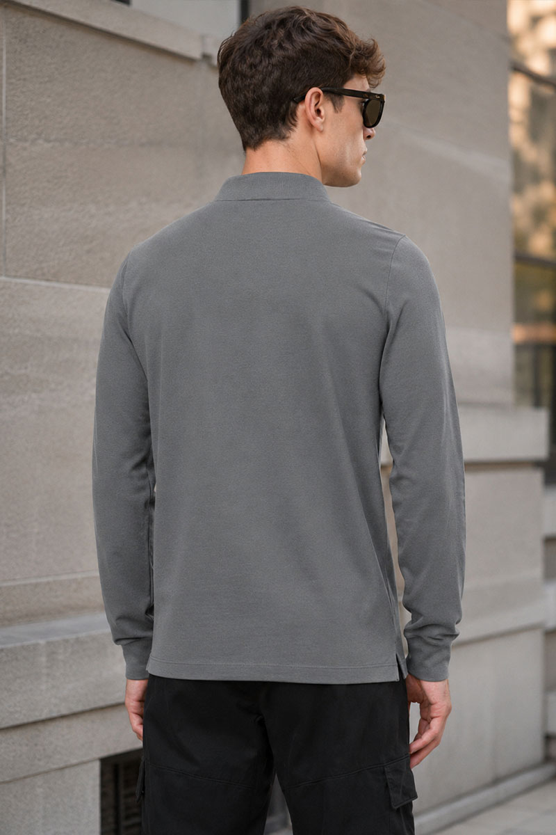 Stone Island Поло с длинным рукавом logo-patch - Grey