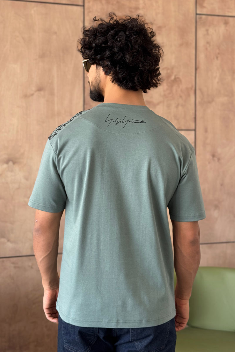 Y-3 Yohji Yamamoto Мужская зелёная футболка 