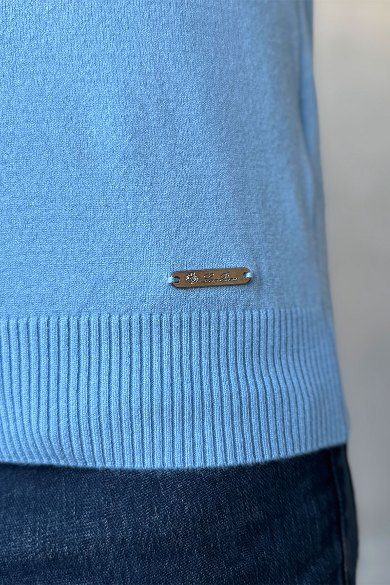Loro Piana Голубой джемпер Zip Neck