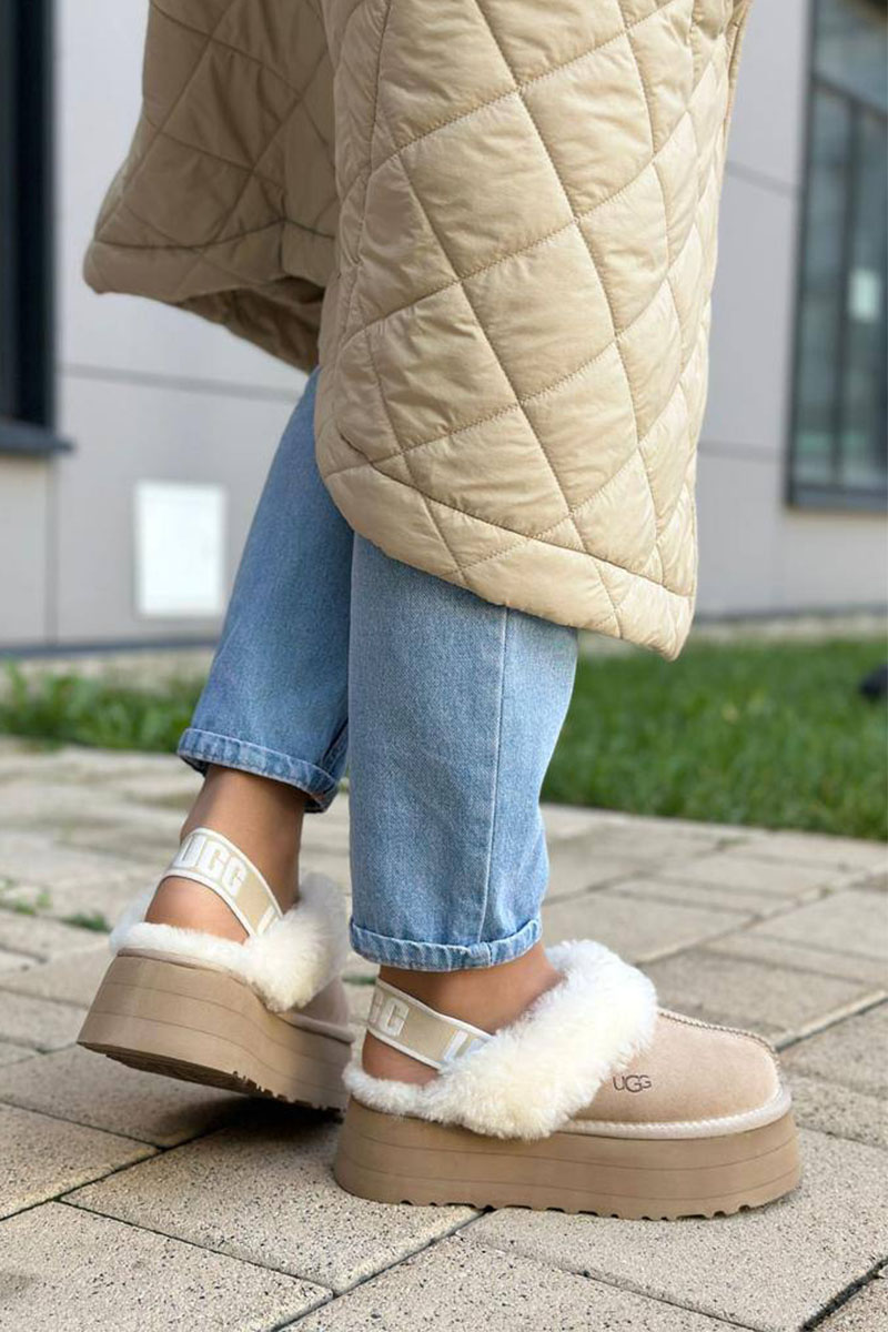 UGG Замшевые женские слиперы с мехом Funkette Platform