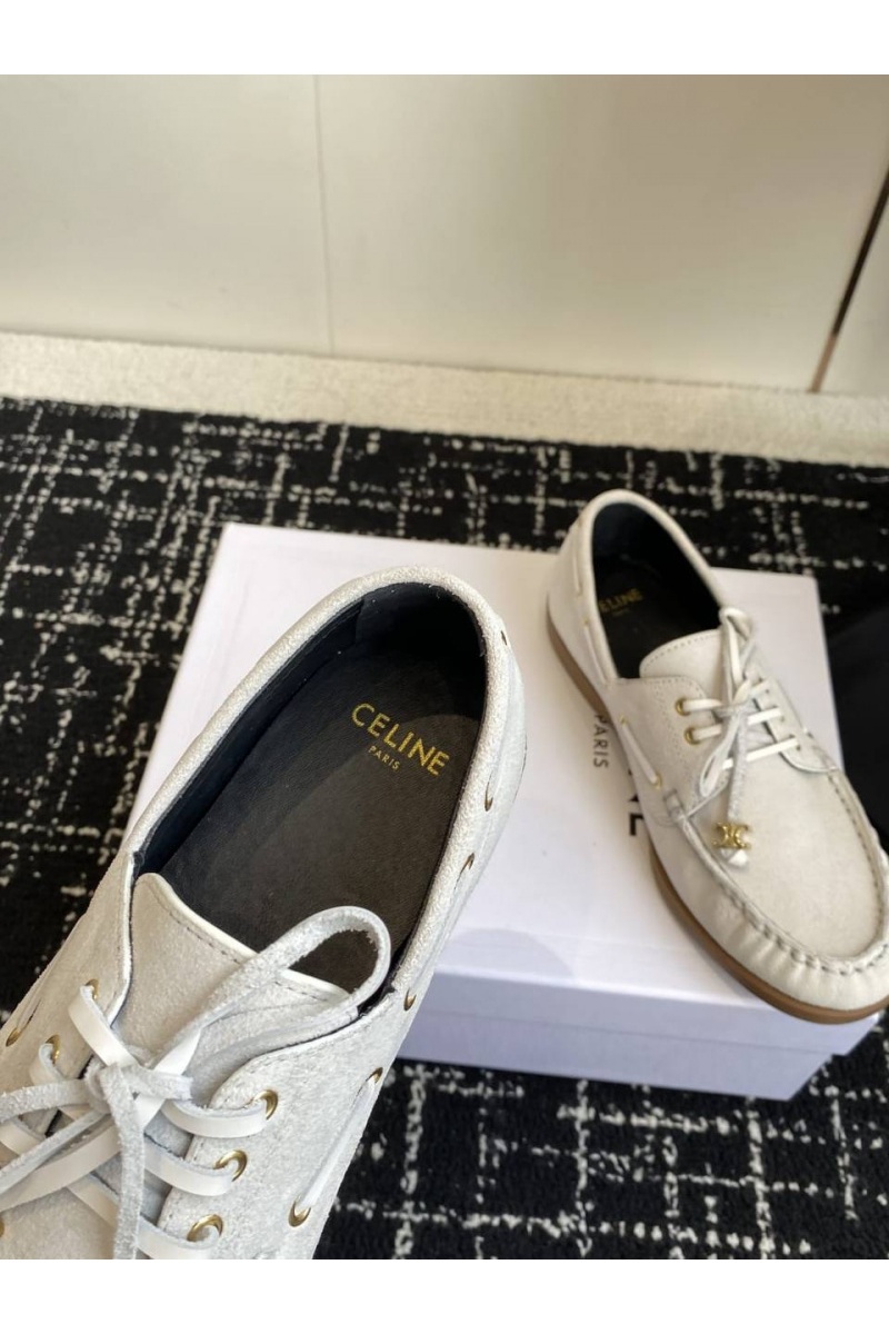 Celine Женские замшевые лоферы premium - White