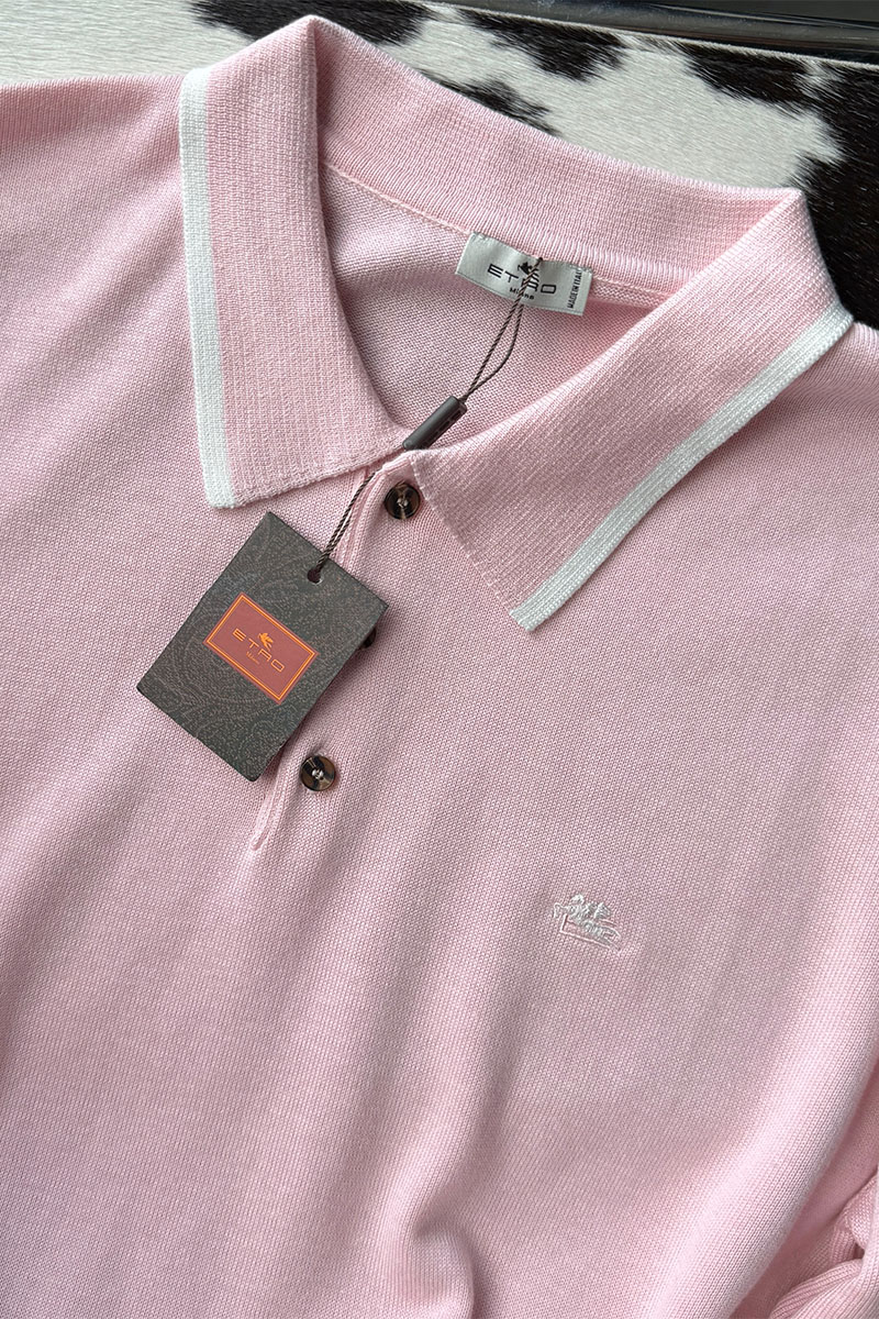Etro Поло с длинным рукавом Pegaso logo - Pink 