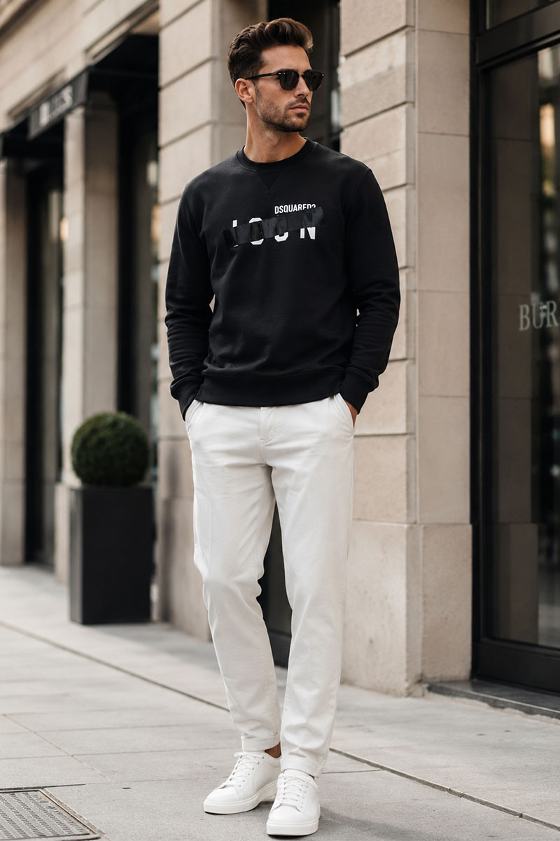 Dsquared2 Чёрный мужской свитшот Icon tape