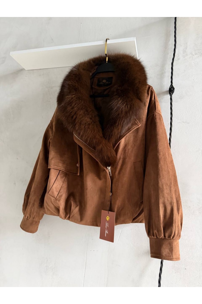 Loro Piana Женский бомбер с натуральным мехом premium
