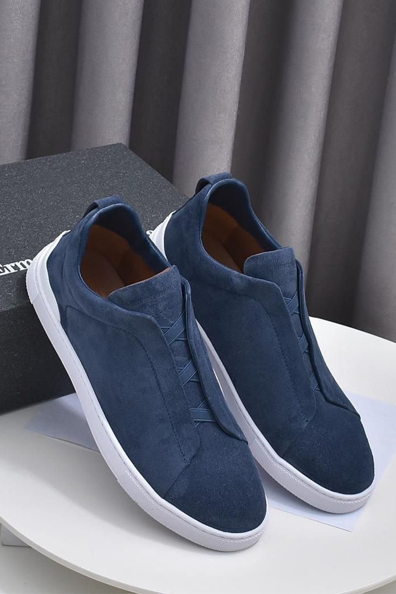Zegna Замшевые кроссовки Triple Stitch low-top - Blue