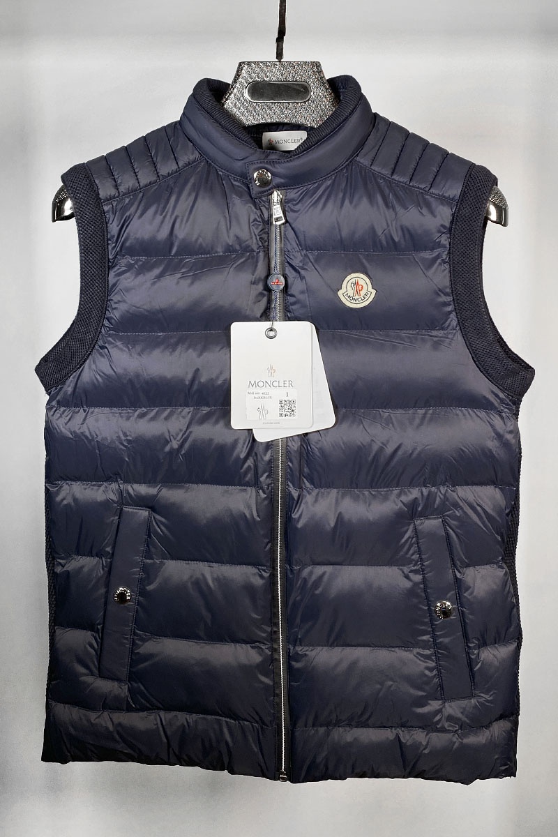 Moncler Мужской брендовый жилет тёмно-синего цвета