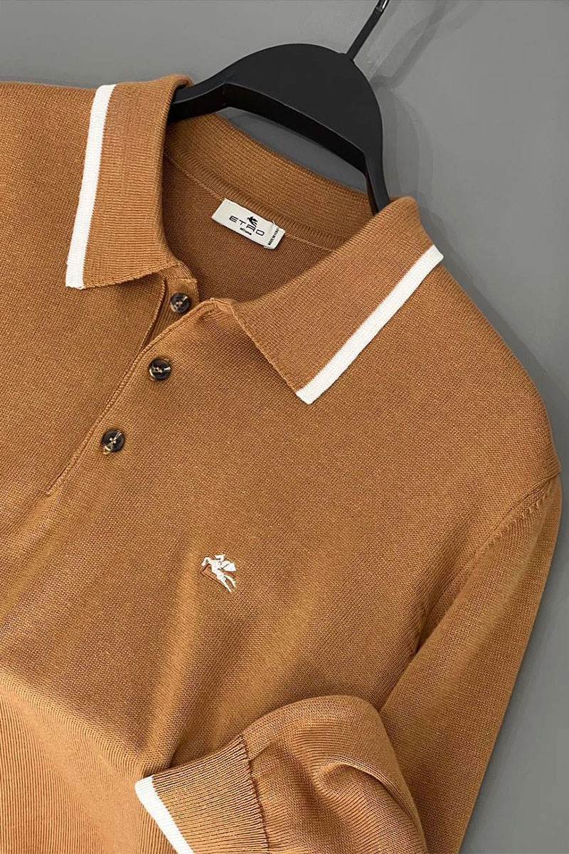 Etro Поло с длинным рукавом Pegaso logo - Brown 