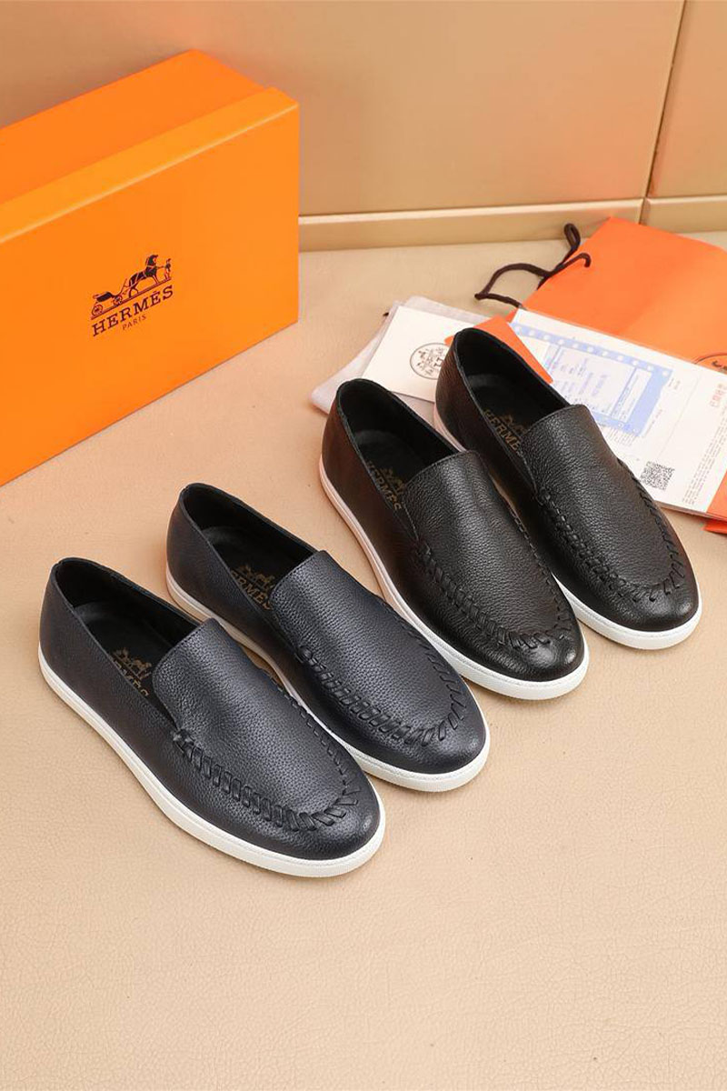 Hermes Мужские кожаные лоферы Julian - Navy