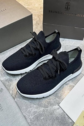 Текстильные кроссовки тёмно-синего цвета