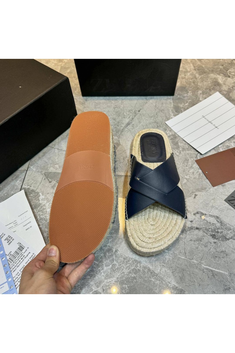 Zegna Мужские шлёпанцы leather - Navy