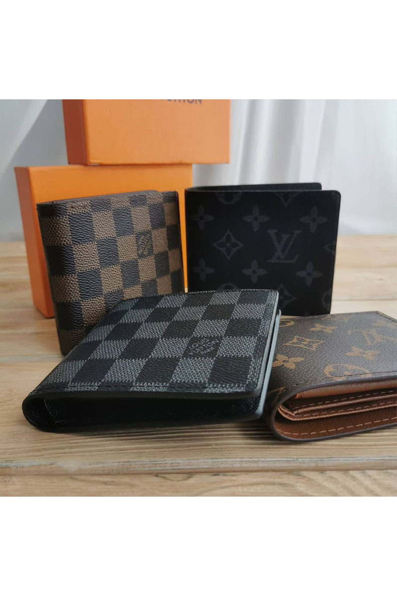 Lоuis Vuittоn Кожаный кошелёк Marco Monogram Eclipse 11x9.5 см