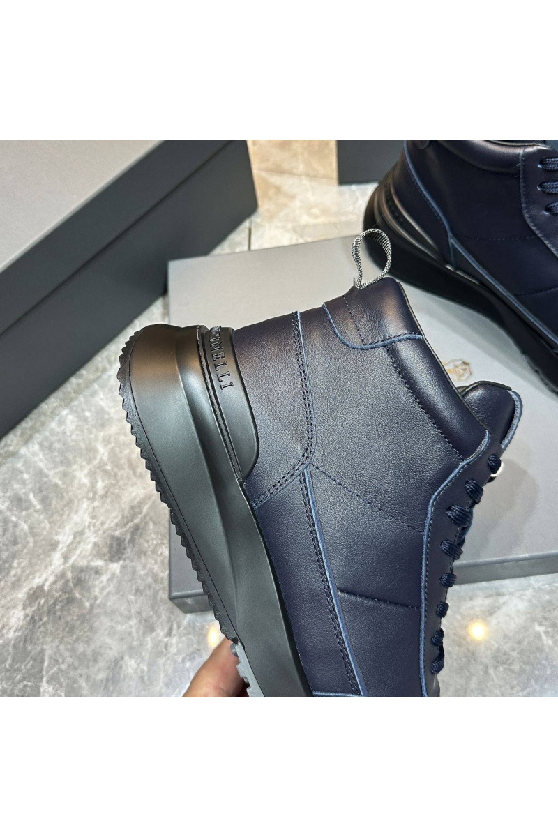 Brunеllо Сuсinеlli Кожаные кроссовки с мехом high-top - Navy