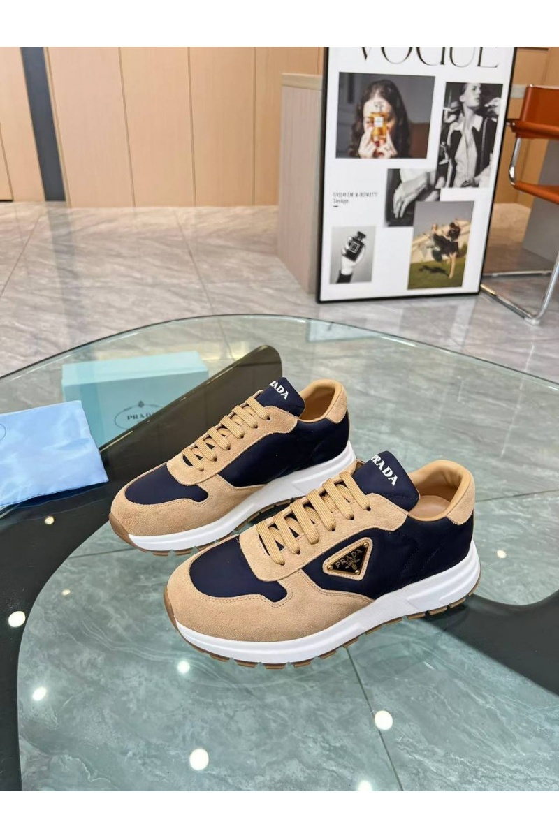 Prada Женские комбинированные кроссовки - Beige / Blue
