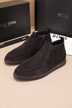 Замшевые лоферы с мехом high-top - Brown
