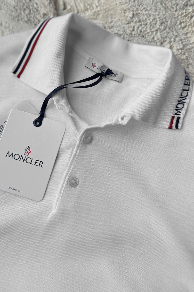 Moncler Мужское белое поло logo-patch