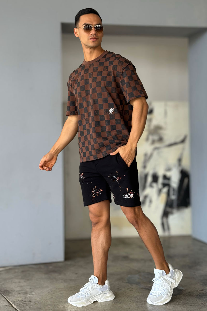 Lоuis Vuittоn Мужская брендовая футболка Damier - Brown