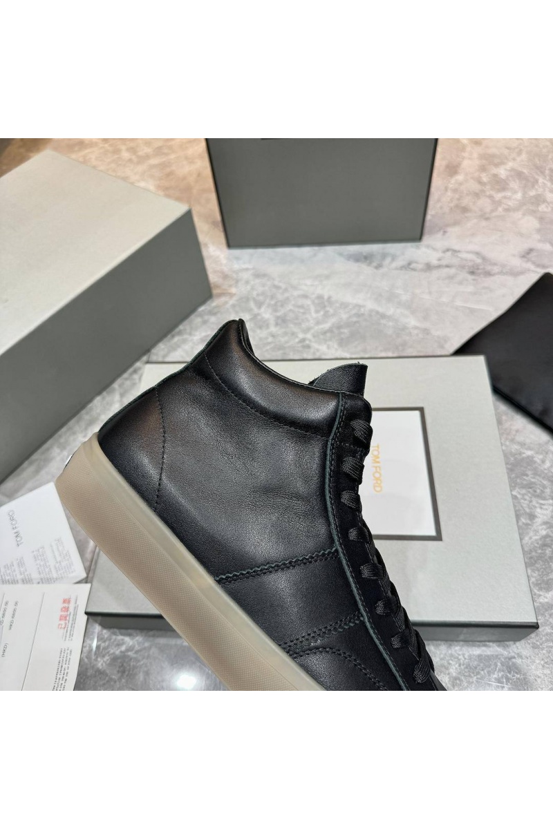 Tom Ford Кожаные кроссовки с мехом Tom Ford high-top - Black