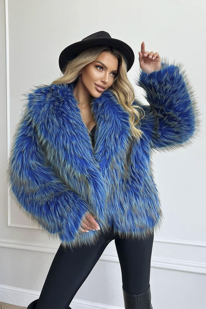 Designer Clothing Женская эко шуба синего цвета