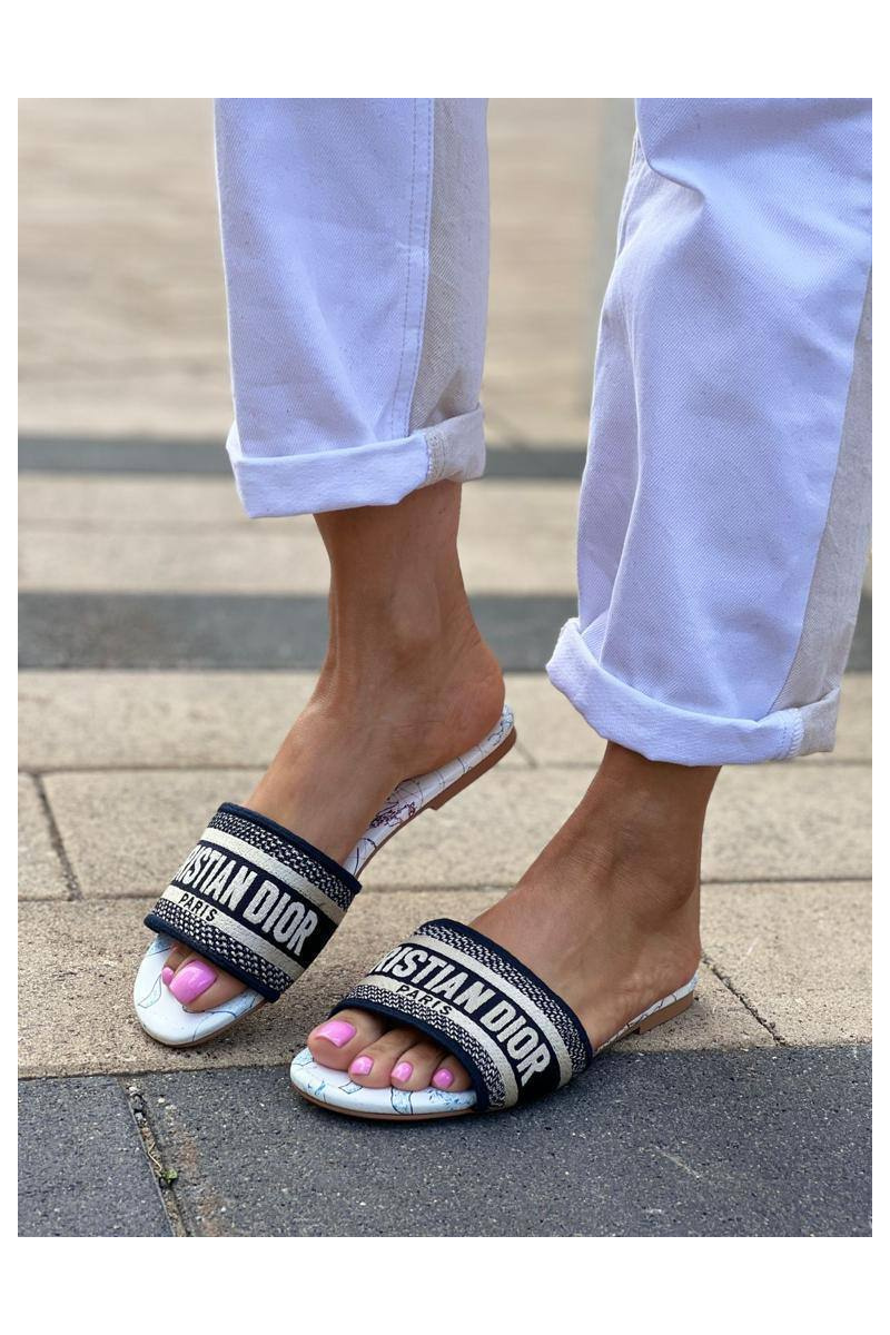 Dior Женские шлепанцы Dway Slide Embroidered Cotton