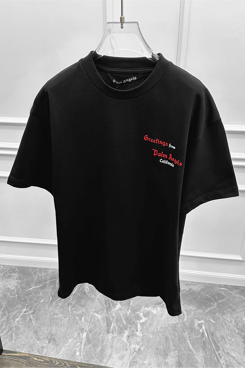 Palm Angels Чёрная оверсайз футболка Greetings from California