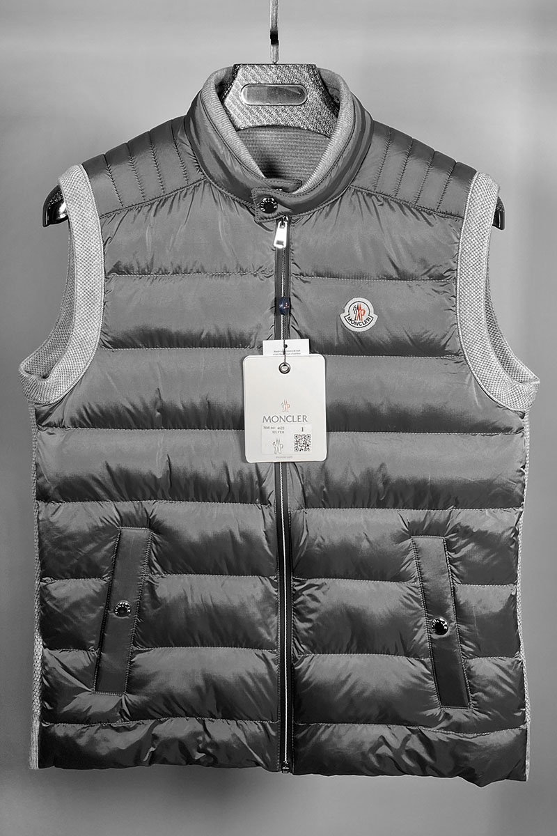 Moncler Мужской брендовый жилет серого цвета