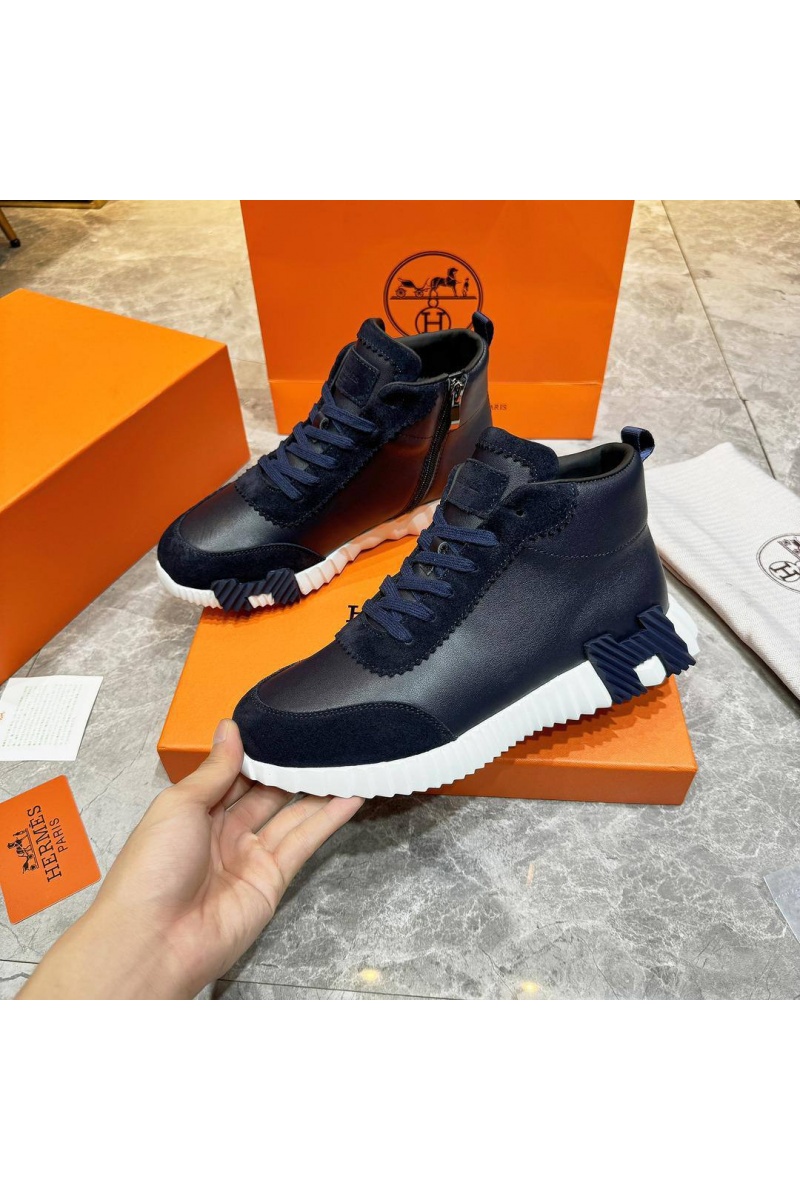 Hermes Кроссовки с мехом Bouncing high-top - Navy / White