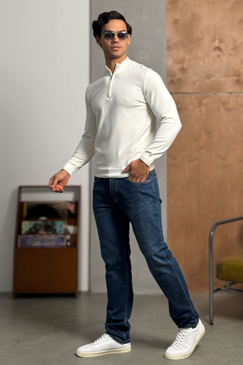 Loro Piana Белый джемпер Zip Neck