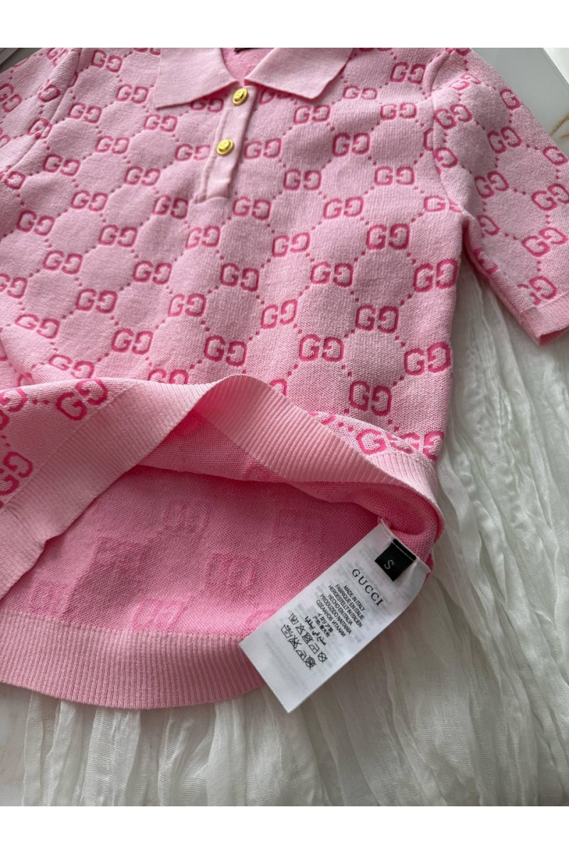 Gucci Розовое женское поло GG monogram-pattern